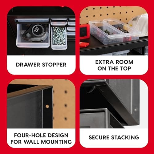 IRIS USA Plastic Storage Drawers, 26-Drawer, Stackable Teacher Toolbox, Small Parts Organizer Cabinet for Sticker Crayon Marker Bead Balloon Building Bricks Tool Hardware, Garage Storage Bins, Black thumbnail 5