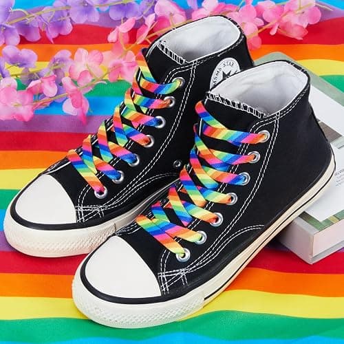 Aqltidiz Rainbow Shoelaces - Colorful Diagonal Shoe Laces - Durability & Strikingly Trendy thumbnail 8