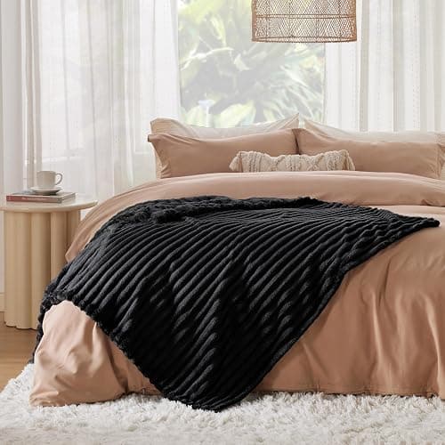 Bedsure GentleSoft Black Fleece Blanket for Couch - Cozy Soft Blankets for Women, Cute Small Throws for Girls, 50x70 Inches thumbnail 7
