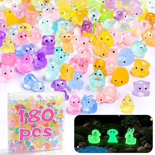 Alotiki 180 PCS Luminous Mini Resin Animals, 60 Styles Tiny Resin Animals | Mini Figurines In Bulk for Fairy Gardens, Classroom Prizes, Party Decor, DIY Crafts, Mini Glow In The Dark Resin Animals Bulk - Image 1