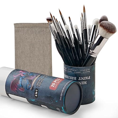 KOVIEDE Miniature Paint Brushes Dry Brush, 20PCS Fine Detail Paint Brush Set for Blending, Dusting, Acrylic Oil Watercolor Painting, Model Painting, Crafts, Paint by Numbers thumbnail 7