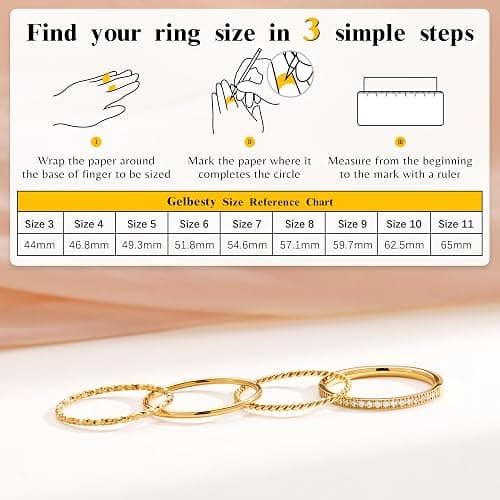 Dainty Stackable Gold Rings for Women Non Tarnish, Stacking 14K Gold Plated CZ Wedding Bands Ring Set, Waterproof Simple Trendy Minimalist Engagement Promise Thumb Pinky Thin Ring Size 5 6 7 8 9 10 11 thumbnail 7
