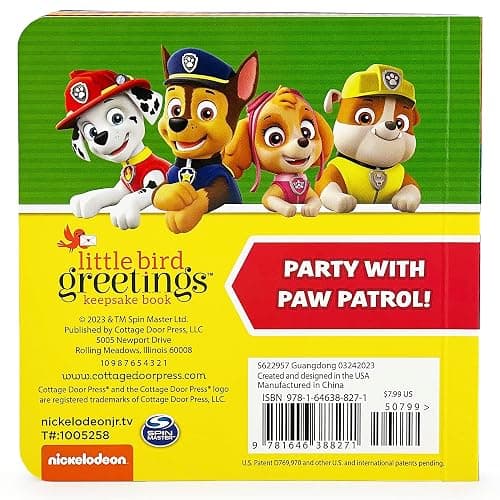 Paw Patrol Happy Pawsome Birthday; Greeting Card Board Book with Personalization Flap, Gifts for Birthdays (Little Bird Greetings) thumbnail 13