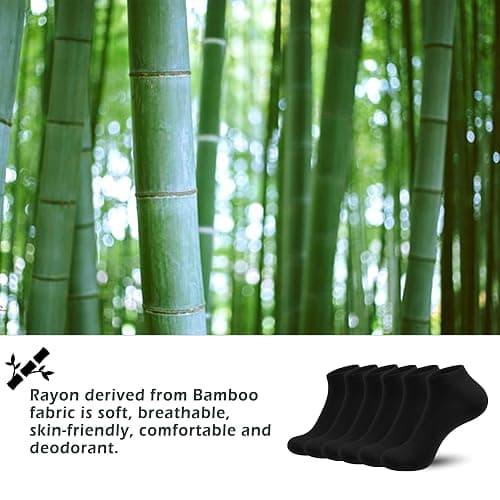 Bamboo Fiber Women's Athletic Ankle Cut Socks Comfort Flat Casual Sock, 6 Pack Ladies Soft Running Sports Sock thumbnail 4