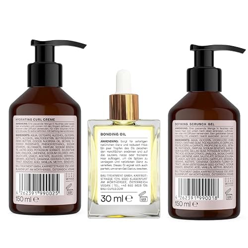 BALI CURLS Set – Curl Defining Gel (150 ml), Hydrating Curl Cream (150 ml) & Bonding Oil (30 ml) – Pflegeset für definierte, glänzende & gepflegte Locken thumbnail 6