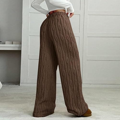 Sherpa Pajama Pants Women Soft Drawstring Elastic Wasit Fluffy Pj Pants Comfy Lounge Fleece Lined Sleepwear Bottoms thumbnail 5