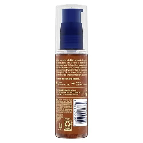 Vaseline Illuminate Me Shimmering Body Oil Created for Melanin Rich Skin, Illuminates Skin with Finishing Touch of Shimmer for Glowing Skin 3.3 oz thumbnail 2