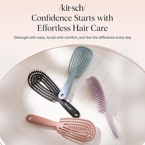 Kitsch Flexi Flow Detangler Brush, Hair Brushes For Women - Terracotta | Brush Detangler for Women, Men & Kids, Curly Hair Brush w/ Bendable Frame, Bounce Curl Defining Brush for Wet or Dry Strands thumbnail 8