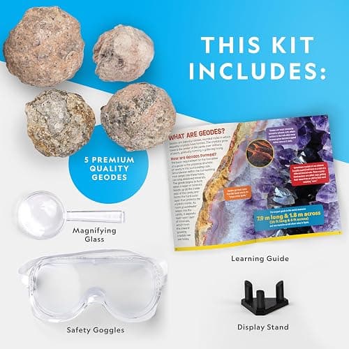 NATIONAL GEOGRAPHIC Break Open 4 Geodes Science Kit – Includes Goggles and Display Stand - STEM Science Gift for Boys and Girls, Break Your Own Geodes with Crystals (Amazon Exclusive) thumbnail 5