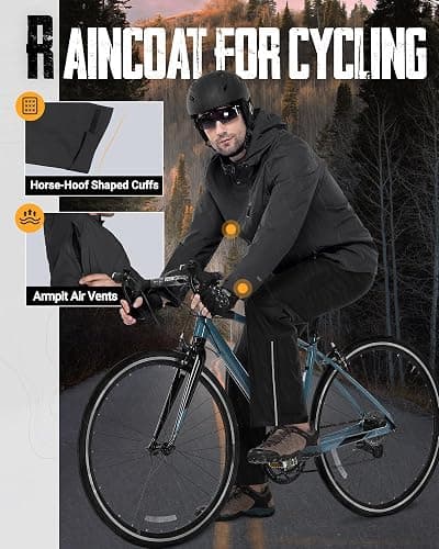 33,000ft Men's Packable Rain Jacket Lightweight Rain Shell Jacket with Hood Waterproof Raincoat for Cycling thumbnail 6
