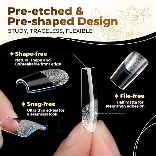 UNA GELLA Square Straight Nail Tips Medium 504PCS Pre-Etched French Style | 12 Sizes Full Cover Flexible Soft Gel, Suitable for Women Salon Use & Home DIY Press On Nail Extensions thumbnail 3