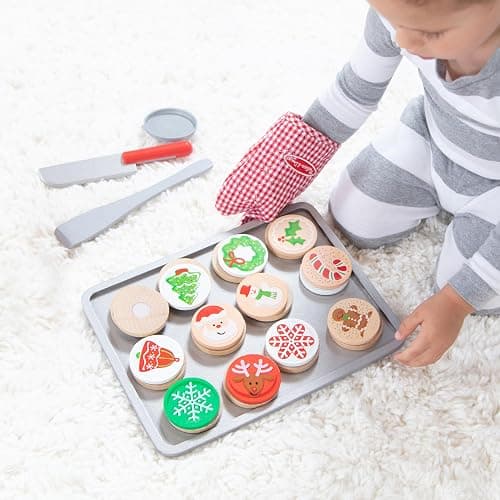 Melissa & Doug Slice and Bake Wooden Christmas Cookie Play Food SetPretend Holiday Santa Cookies for Kids 3+ thumbnail 6
