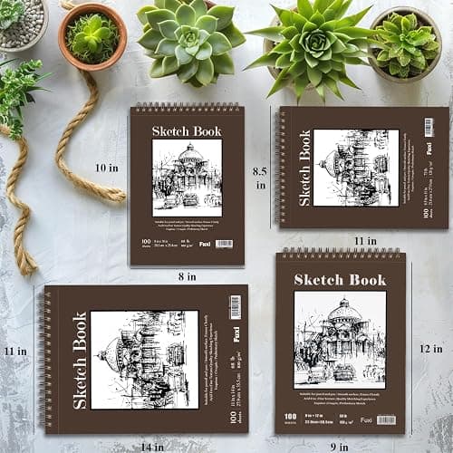 Sketch Book 11 x 14”, 100 Sheets Top Spiral Sketchbook, 68lb /100gsm Drawing Paper Pad, Sketch Pads for Drawing for Adults, Large Sketchbook. thumbnail 7