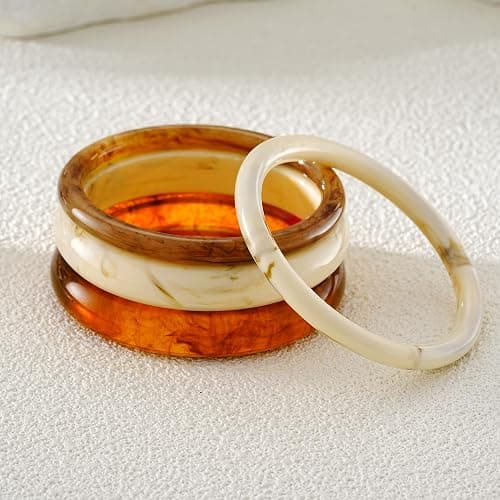 ÌF ME Acrylic Bangles Bracelets for Women, Irregular Acrylic Resin Chunky Bracelets Geometric Fashions Thick Statement bangle Set thumbnail 8
