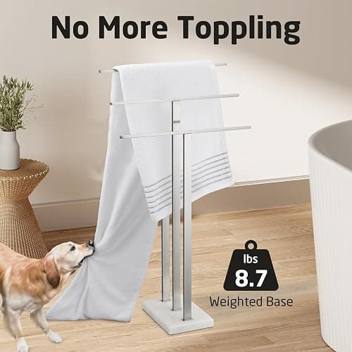 KES Standing Towel Rack 3-Tier with Heavy Marble Base, Free Standing Towel Racks for Bathroom Floor, SUS304 Stainless Steel Brushed Finish, BTH217S3-2 thumbnail 3