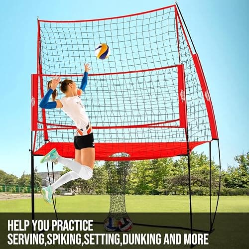 PLAYAPUT Volleyball Training Equipment Net,Height Adjustable Volleyball Practice Net Station for Serving,Spiking, Hitting,with Carryingbag Easy Assembly & Storage Great for Indoor/Outdoor thumbnail 4