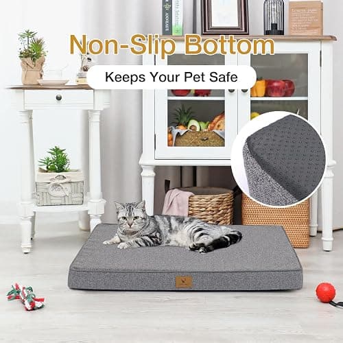 Flex Grid Memory Foam Dog Bed for Large Dogs, Large Washable Dog Bed with Removable Cover, Flex Grid Memory Foam Support & Anti-Slip Bottom, Joint Relief Pet Sleeping Mat for Dogs (Grey, Medium) thumbnail 6
