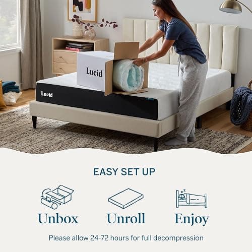 Lucid 4 Inch Memory Foam Mattress Topper, Twin XL Size – Cooling Gel Bed Topper – Preassure-Relieving Ultra Plush Feel – Ventilated Breathable Design – CertiPur Certified - Dorm Room Essentials thumbnail 6