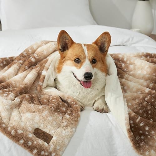 COZY KISS Waterproof Pet Blanket, Soft Faux Fur Throw Blanket for Sofa Bed Couch, Liquid Pee Proof Throw for Large Dog or Cat, Reversible Washable Plush, Double Sided (Brown Deer, 40x60 inch) thumbnail 6