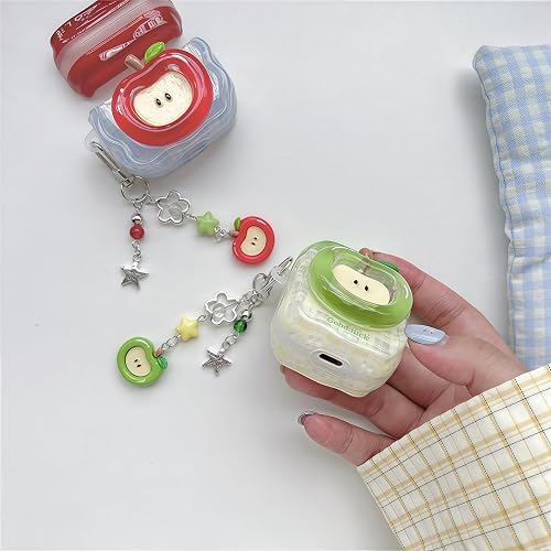 SGVAHY for AirPods 4 Case with Keychain Cute 3D Red Apple Pattern Design Soft Silicone Cover for Women Girls Anti-Fall Shockproof Protective Case for AirPods 4th Generation thumbnail 7