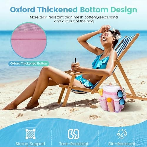 Camping Essentials Shower Caddy Portable for College Dorm Room Essentials for Girls with 8 Pockets,Large-Capacity Shower Caddy Dorm Basket,Quick Dry Bath Bag for Bathroom,Gym,Travel,Swim,Beach-Pink thumbnail 4