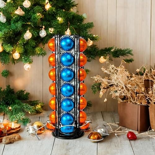 WORBIC Coffee Pod Holder Carousel Organizer for Nespresso VertuoLine - 35 Capsule Coffee Pod Holder with 360° Rotation, Space-Saving Design for Kitchen Countertops, Fits All Vertuo Pods (Sleek Black) thumbnail 2