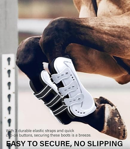 HackFond Horse Tendon Boots, Fetlock Boots & Open Front Boots for Jumping, Set of 4, Horse Protection Leg Guard thumbnail 4