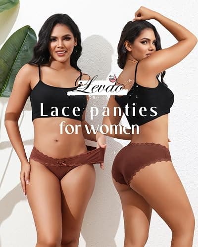 LEVAO Womens Cotton Underwear Multipack Cheeky Bikini Panties 6Pack | 95% Cotton, Breathable Soft Lace, Stretch Hipster Briefs for Women, Everyday Casual Wear,Workouts & Sleeping, Gift Pack S-XXL thumbnail 3