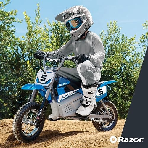 Razor MX350 Dirt Rocket Electric Motocross Bike, Blue, 10-12 inches - Mx350 - Blue thumbnail 6