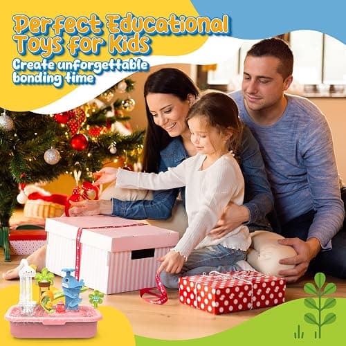 Play Sink with Running Water, 4-in-1 Kids Kitchen Sink Toys with Electric Faucet, Water Table Floating Pool Toy w/Fishing Game, Duck Slide, Pretend Play Dishwasher Set for Toddler Boys Girls (Pink) thumbnail 8