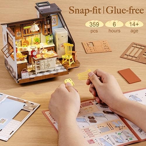 Rolife DIY Miniature House Kit for Adults, Mini Wooden Dollhouse Kit, Tiny House Diorama Building Kits-Birthday Christmas Craft Hobbies Gift for Teens Kids (Baking Kitchen) thumbnail 4