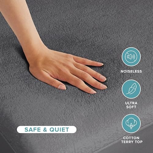 Bare Home Queen Size Mattress Protector - 100% Waterproof & Breathable - Premium Cooling Mattress Cover - Protects Against Spills - Vinyl Free Noiseless - Protect Your Mattress (Queen, Grey) thumbnail 3
