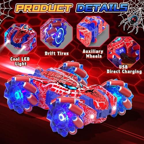 SOGAWEBB Spider Gesture Sensing Remote Control Car, Double Sided RC Cars with Full-Body Light, 2.4GHz Hand Controlled Rechargeable RC Stunt Car Toys for Boys 4 5 6 7 8 9 10 11 12 thumbnail 7
