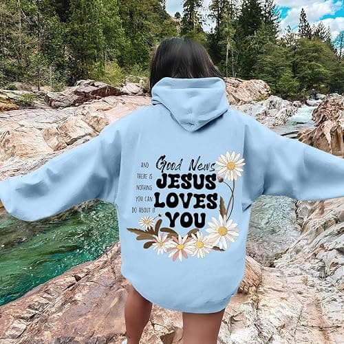 Christian Graphic Hoodies Fall Fashion 2025 Preppy Letter Print Long Sleeve Pullover Sweatshirt with Pocket Teen Girls thumbnail 2
