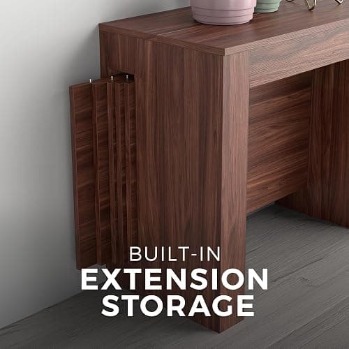 Mobili Fiver, Easy, Extendable Console Table with Extension Leaves Holder, 17.7(120.1) x35.4 in, Walnut, for 4-12 People, Space Saving Dining Table for Entrance, Living Room, Italian Furniture thumbnail 5