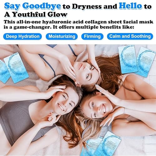 MISSEDSEN Collagen Face Mask with Hyaluronic Acid, Vitamin E Oil for Skin Care Hydrating, Moisturizing, Brightening & Anti Aging Face Masks Skincare for Oil, Dry, Acne, Sensitive All Skin Types 25PCS thumbnail 8