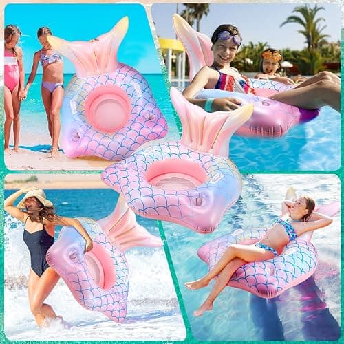 Inflatable Pool Float Mermaid Tail Pool Floating Chair 45“ with Cup Holders, Backrest, Mesh Bottom and Handles Summer Water Fun Beach Party Swimming Pool Toys for Kids Children Adults Water Activities thumbnail 7
