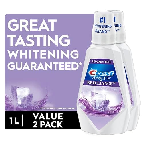 Crest Mouthwash/Mouth Rinse, 3D White Brilliance Whitening, Alcohol Free, Clean Mint, 2x1L (33.8 fl oz) thumbnail 10