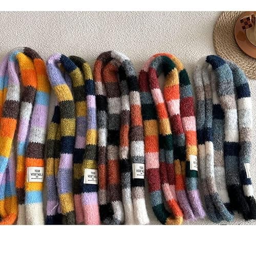 PEAINJ Striped Scarf for Women Knit Scarf Long Skinny Colorful Scarf Womens Winter Fashion Neck Scarves Y2k Accessories thumbnail 5