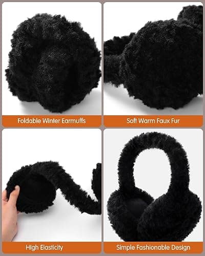 Trifabricy EarMuffs for Women Winter Faux Fur Warm Earmuffs Cute Foldable Ear Covers Cold Weather Fluffy Ear Warmers thumbnail 3