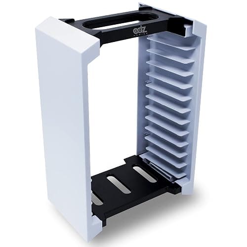 ADZ Game Storage Tower – Universal Video Game Storage – Stores 12 Game or Blu-Ray Disks – Game Holder Rack for PS4, PS5, Xbox One, Xbox Series X/S, Nintendo Switch Games and Blu-Ray Discs (White) thumbnail 6