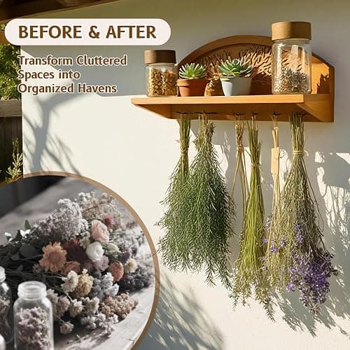Tnstbiee Hanging Herb Drying Rack - Artistic Life Tree Design. Space-Saving Kitchen Flower Dried Grass Display,Holds 7 Bouquets. For Witches & Gardeners Gifts for Crafters, Wall Art Décor thumbnail 6
