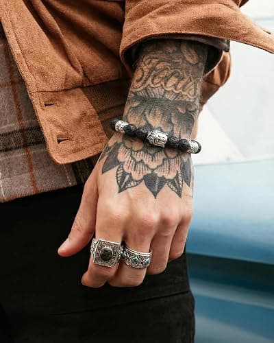 MIDDLUX Men’s Beaded Bracelet Natural Stone – Adjustable Lava Rock Bracelet for Men, Handmade Stretch Bracelet, Minimalist Jewelry Gift for Him Husband Boyfriend thumbnail 2