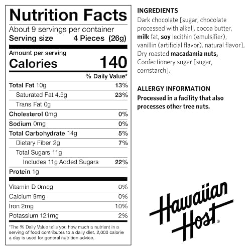 Hawaiian Host Paradise Collection - Dark Chocolate Macadamia Nuts - 8 Oz Bag thumbnail 2