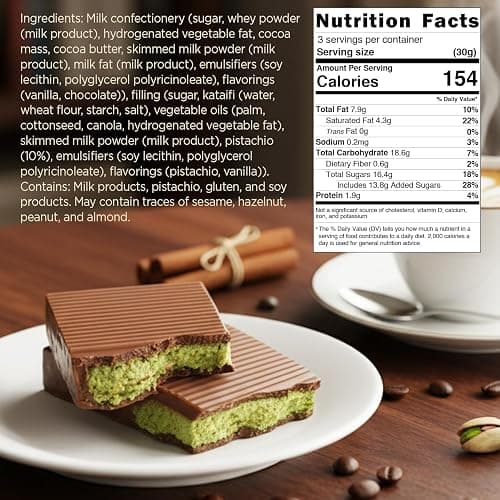 Dubai Chocolate Bar ‒ 2.3 oz | Milky Crispy Chocolate with Crunchy Kunafa & Rich Pistachio Paste ‒ Gourmet Dessert Bar thumbnail 2