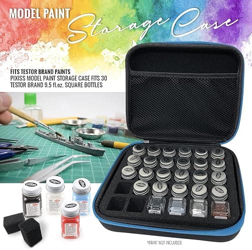 Testors Model Paint Enamel 10pc Paint Set, Model Paint Storage Case for Testors Paints (Holds 30 Bottles) (All-Purpose Colors) thumbnail 8