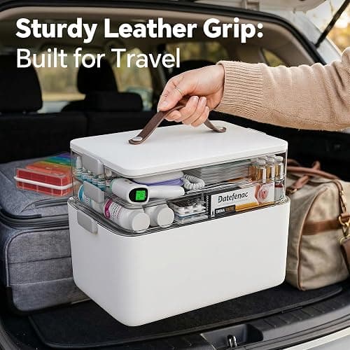 CTIME 3-Tier Medicine Organizer with Pill Case - Portable Pill Case & Empty First Aid Kit for Home, Travel, RV, School, Dorm, Ideal Elderly, Father Gift thumbnail 8