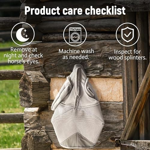 Raelitego Horse Fly Mask, Adjustable Fly Masks for Horses with Ears, UV Protection from Insect Pests Comfort Mesh Without Nose Average Size Horses Accessories(Large) thumbnail 4