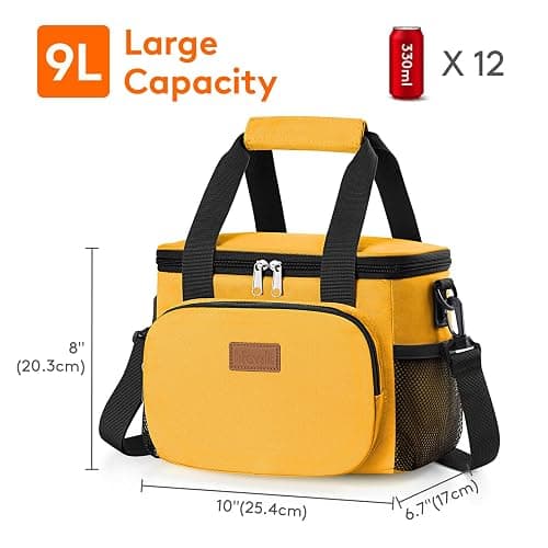 Lifewit Medium Lunch Bag, Insulated Lunch Box, Soft Cooler Cooling Tote for Adult Men Women, Orange 12-Can (9L) thumbnail 3