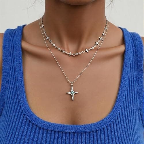 Buyongwant Two Piece Y2k Irregular Starlight Necklace for Women Snake Bone Chain Pendant Jewelry Collar Chain Blue thumbnail 3